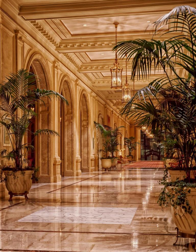 Luxury Escort Grand Hotel - Lobby with Marble and Palms Luxury Escort Grand Hotel - Lobby with Marble and Palms