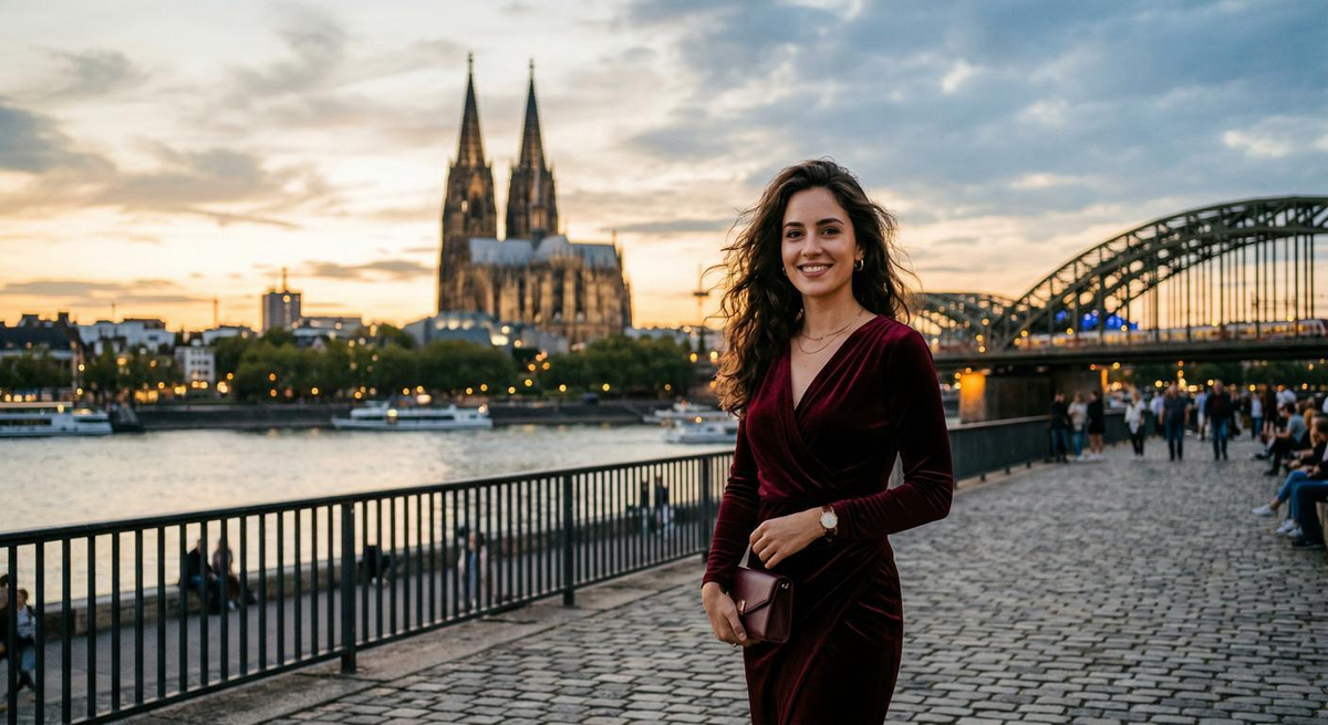 Escort Cologne - Rhine Riverbank with Cologne Cathedral Escort Cologne - Rhine Riverbank with Cologne Cathedral
