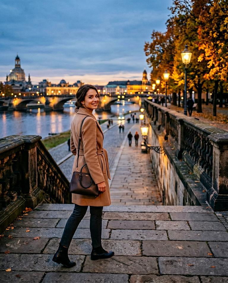 Escort Spaziergang Dresden - Brühlsche Terrasse mit Elbe und Altstadt im Herbst Escort Spaziergang Dresden - Brühlsche Terrasse mit Elbe und Altstadt im Herbst